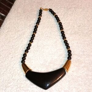 Napier Black and Gold Tone Minimalist Choker Necklace